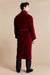 Donington Burgundy Long Velvet Smoking Jacket - Model Back | Bown of London